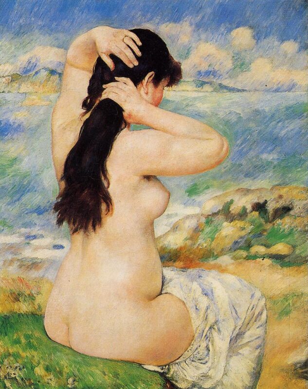 Nude Fixing Her Hair (1885) - Pierre-Auguste Renoir Tablo