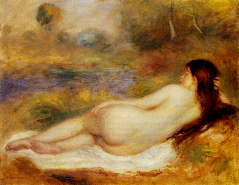 Nude Reclining on the Grass (1890) – Pierre-Auguste Renoir Tablo