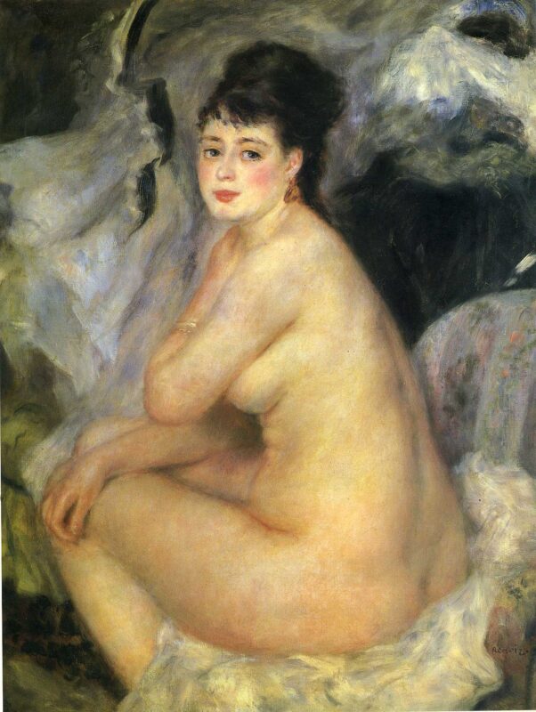 Nude Seated on a Sofa (1876) - Pierre-Auguste Renoir Tablo