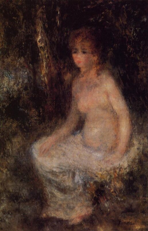 Nude Sitting in the Forest (1876) - Pierre-Auguste Renoir Tablo