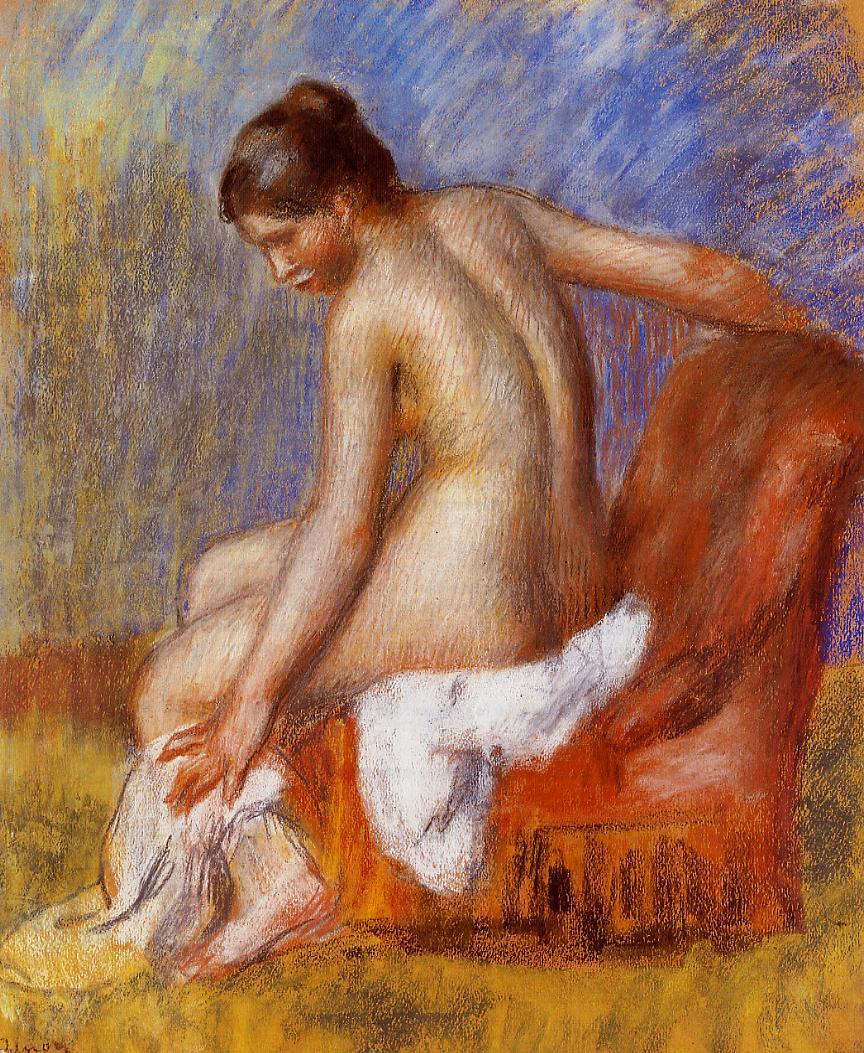 Nude in an Armchair (1885) - Pierre-Auguste Renoir Tablo