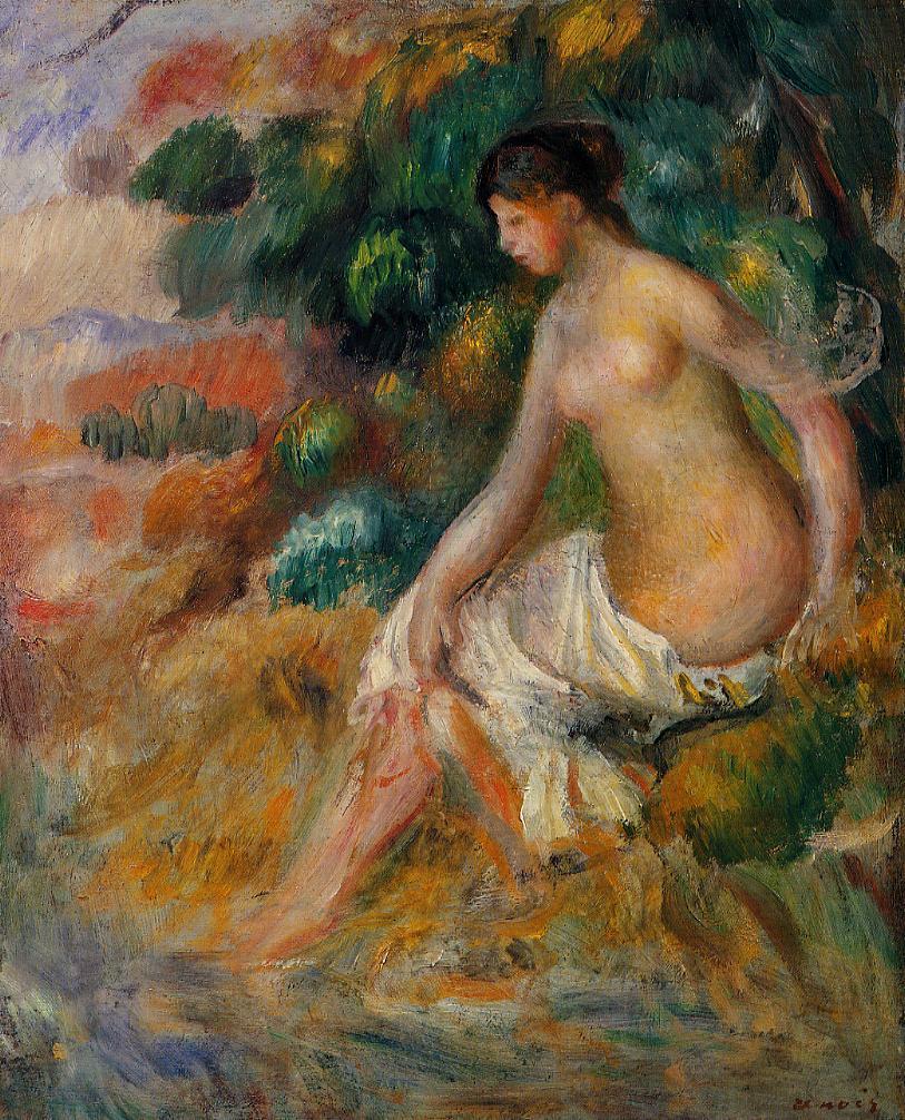 Nude in the Greenery (1887) - Pierre-Auguste Renoir Tablo