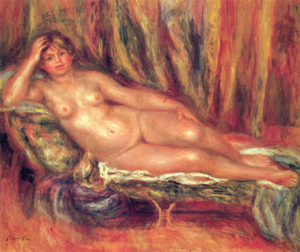 Nude on a Couch - Pierre-Auguste Renoir Tablo