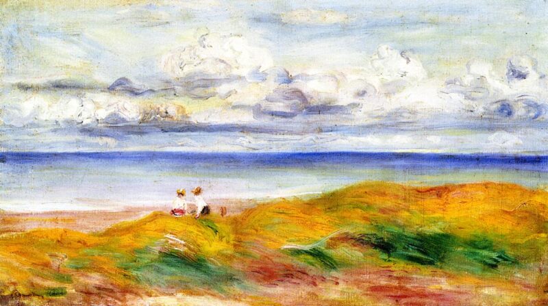 On a Cliff (1880) - Pierre-Auguste Renoir Tablo
