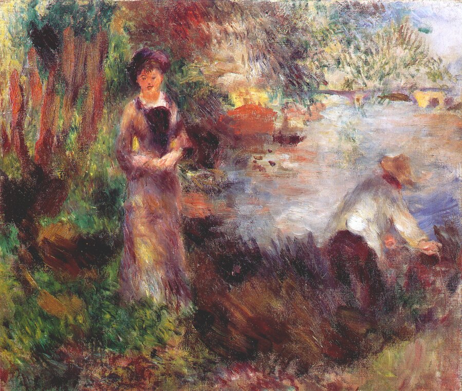On the banks of the Seine at agenteuil (1878) - Pierre-Auguste Renoir Tablo