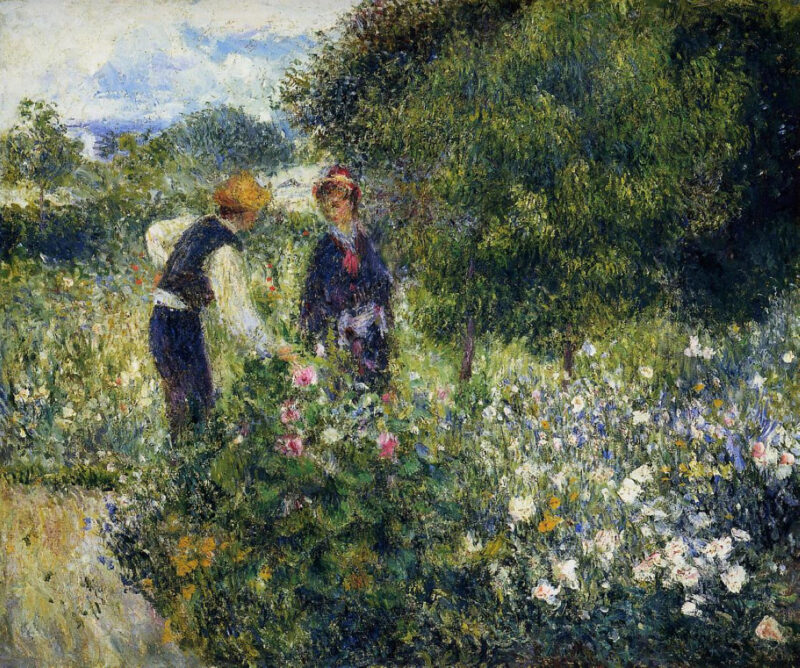 Picking Flowers (1875) - Pierre-Auguste Renoir Tablo