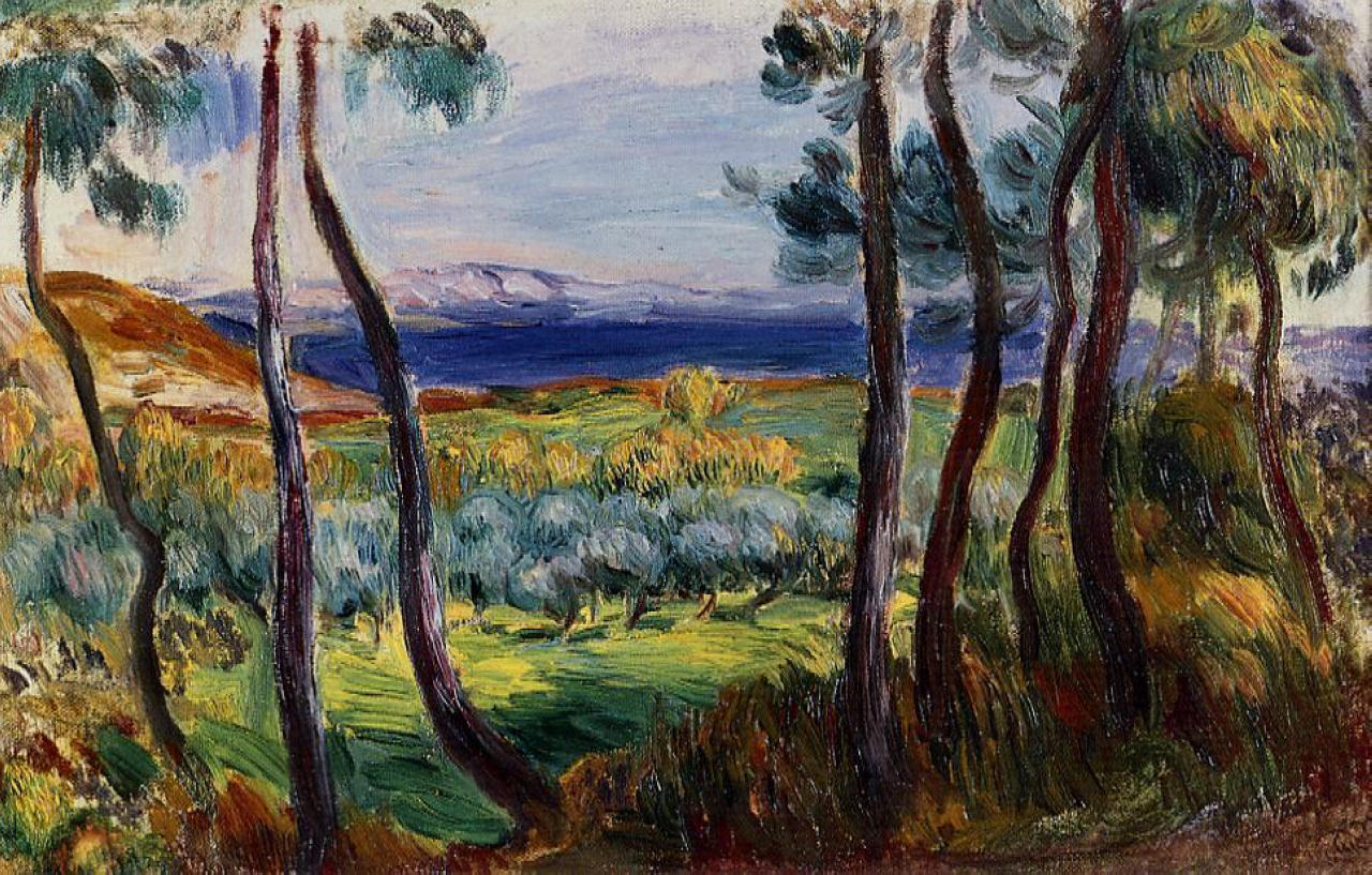 Pines in the Vicinity of Cagnes (1910) - Pierre-Auguste Renoir Tablo