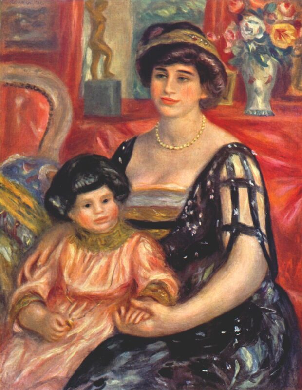 Portrait of Madame Duberville with Her Son Henri (1910) – Pierre-Auguste Renoir Tablo