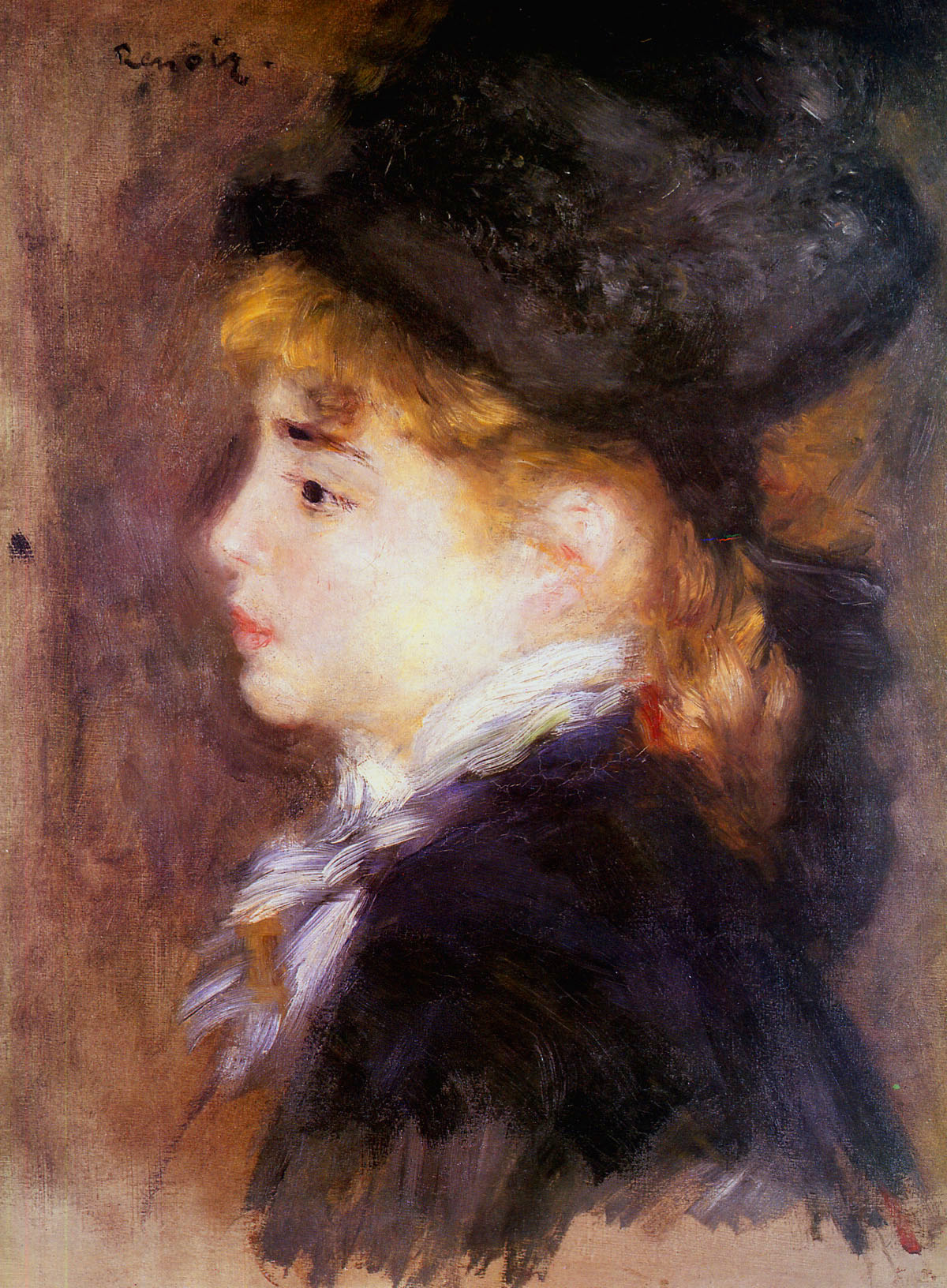 Portrait of Margot (Portrait of a Model) (1876) - Pierre-Auguste Renoir Tablo