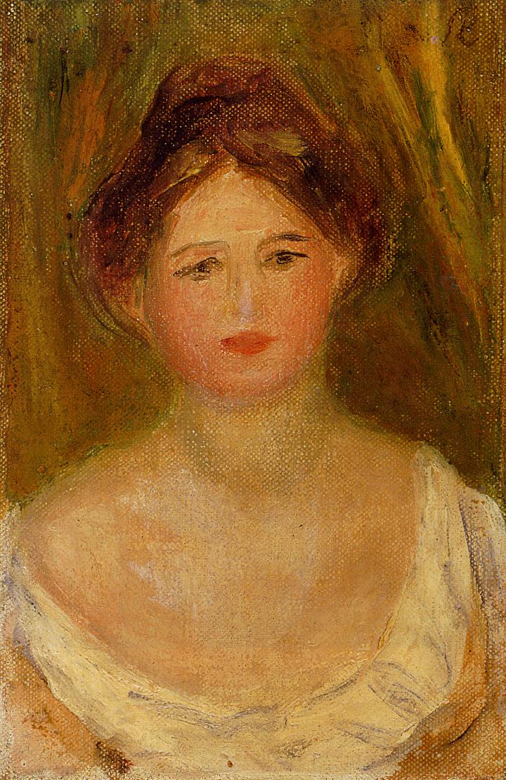 Portrait of a Woman with Hair Bun - Pierre-Auguste Renoir Tablo