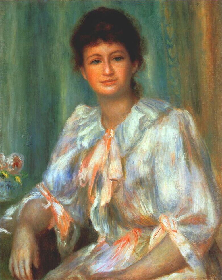Portrait of a young woman in white (1901) - Pierre-Auguste Renoir Tablo