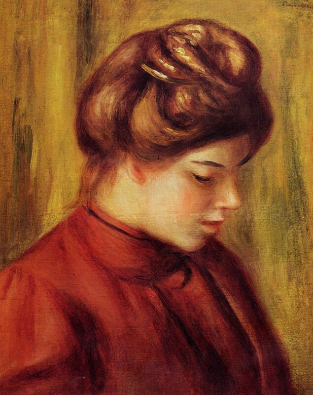 Profile of a Woman in a Red Blouse (1897) - Pierre-Auguste Renoir Tablo
