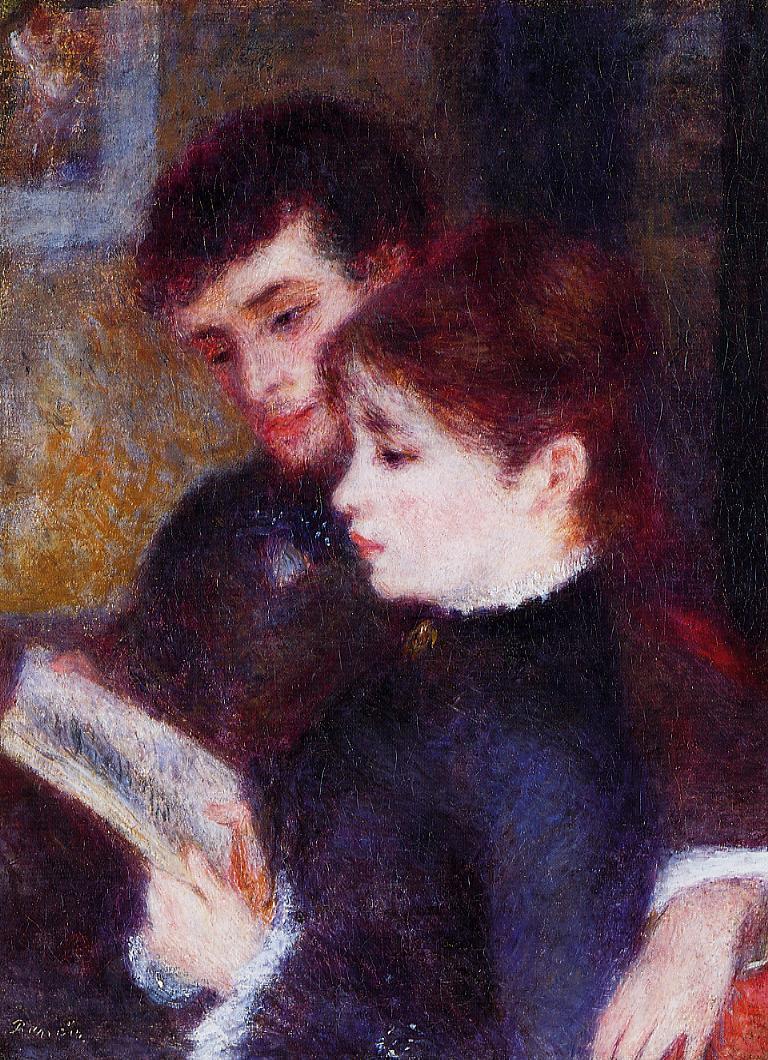 Reading Couple (Edmond Renoir and Marguerite Legrand) (1877) – Pierre-Auguste Renoir Tablo