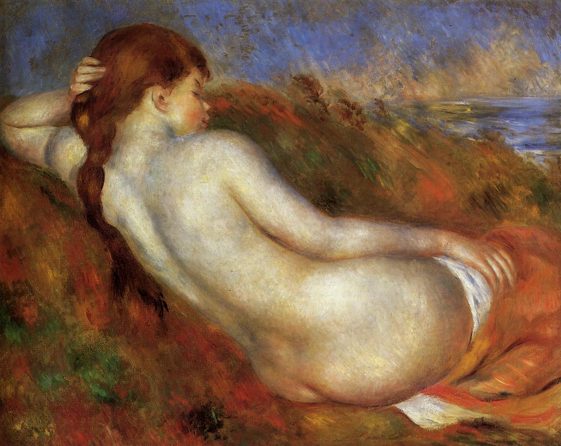 Reclining Nude (1883) - Pierre-Auguste Renoir Tablo