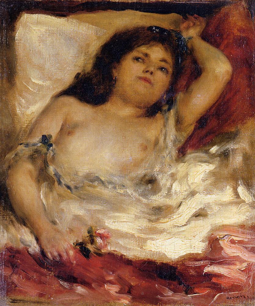 Reclining Semi Nude (Nude Half Length) – Pierre-Auguste Renoir Tablo