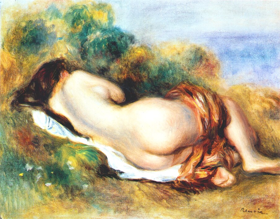 Reclining nude (1890) - Pierre-Auguste Renoir Tablo
