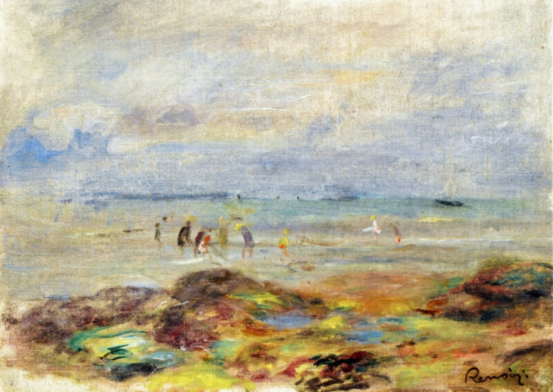 Rocks with Shrimp Fishermen (1892) - Pierre-Auguste Renoir Tablo