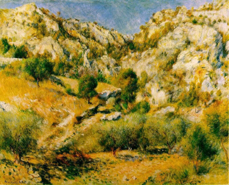 Rocky Craggs at l'Estaque (1882) - Pierre-Auguste Renoir Tablo