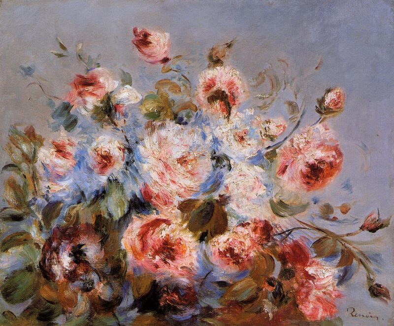 Roses from Wargemont (1885) - Pierre-Auguste Renoir Tablo
