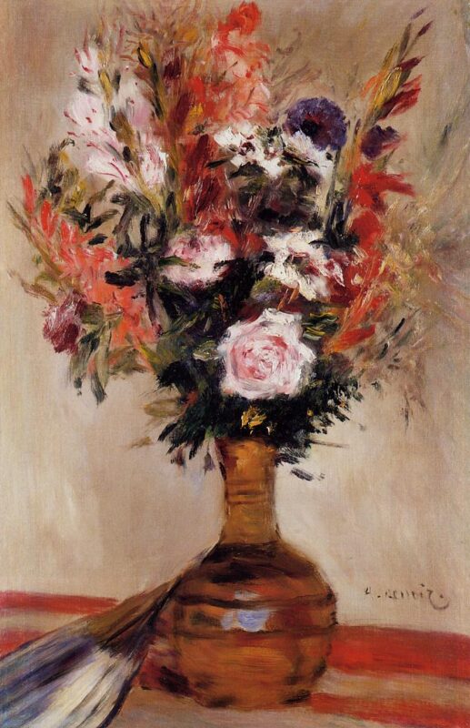 Roses in a Vase (1872) - Pierre-Auguste Renoir Tablo