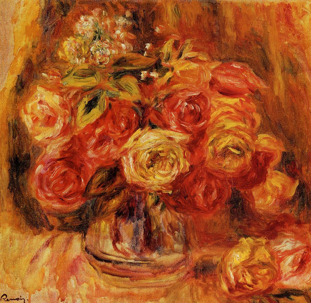 Roses in a Vase (1911) – Pierre-Auguste Renoir Tablo