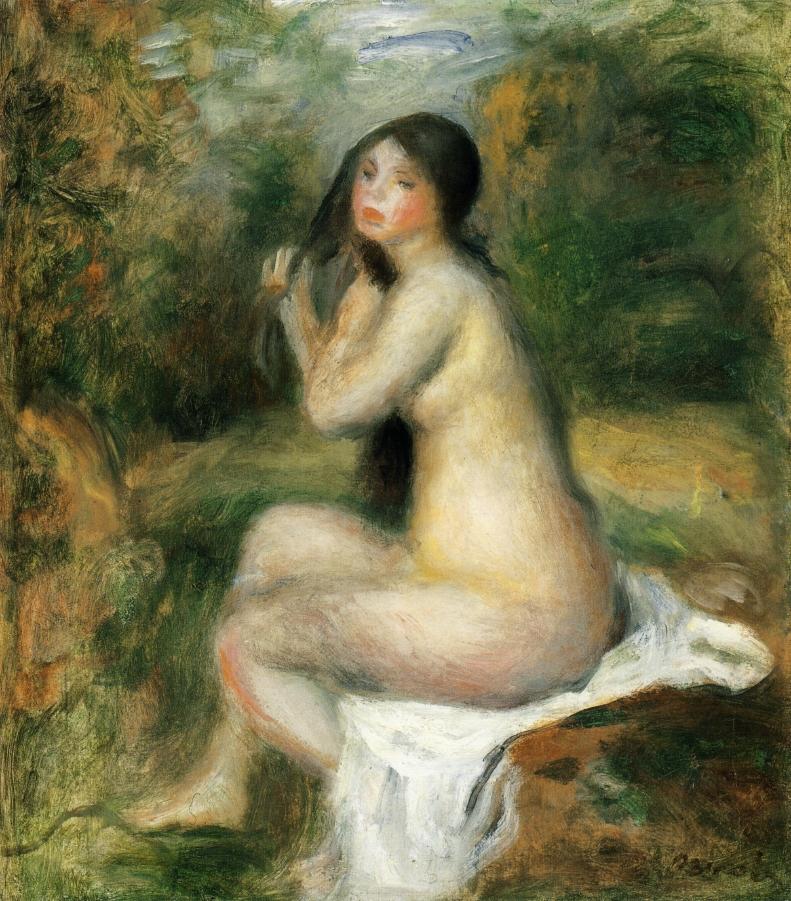 Seated Bather - Pierre-Auguste Renoir Tablo