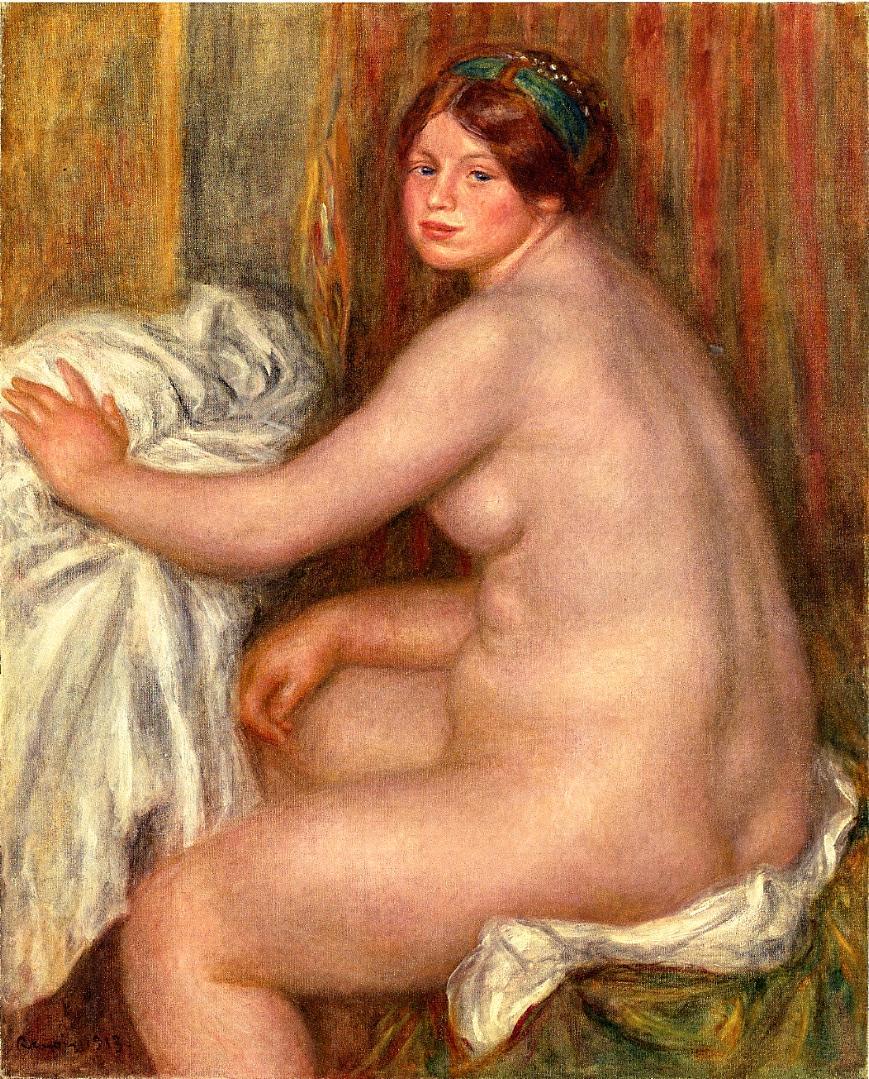 Seated Bather (1913) - Pierre-Auguste Renoir Tablo