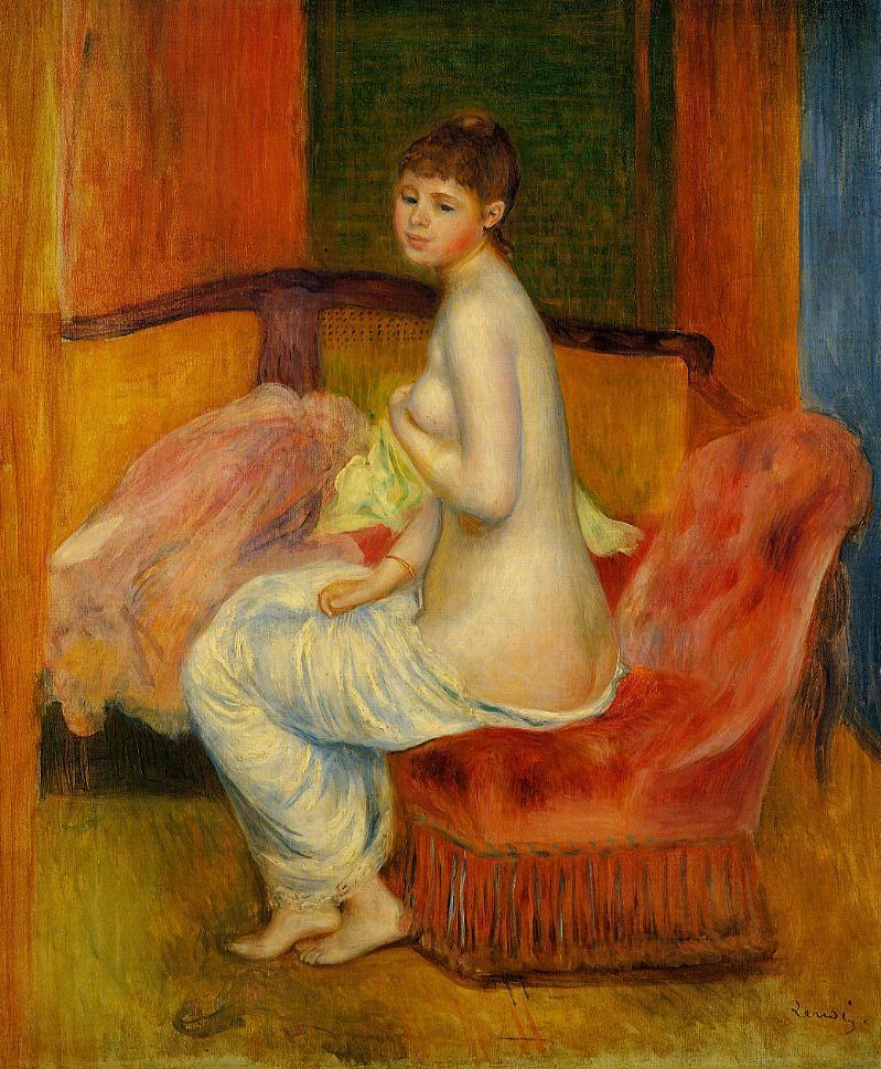 Seated Nude (At East) (1885) - Pierre-Auguste Renoir Tablo