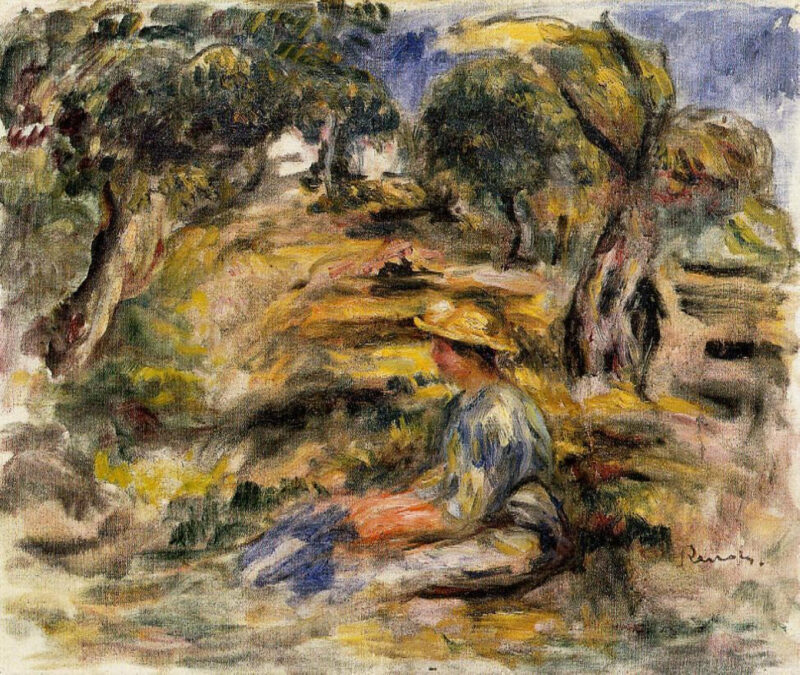 Seated Woman in Blue - Pierre-Auguste Renoir Tablo
