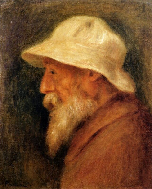 Self Portrait with a White Hat (1910) - Pierre-Auguste Renoir Tablo