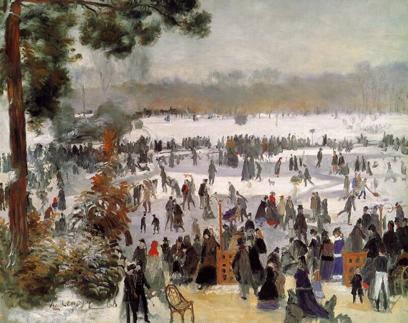 Skaters in the Bois de Boulogne (1868) - Pierre-Auguste Renoir Tablo