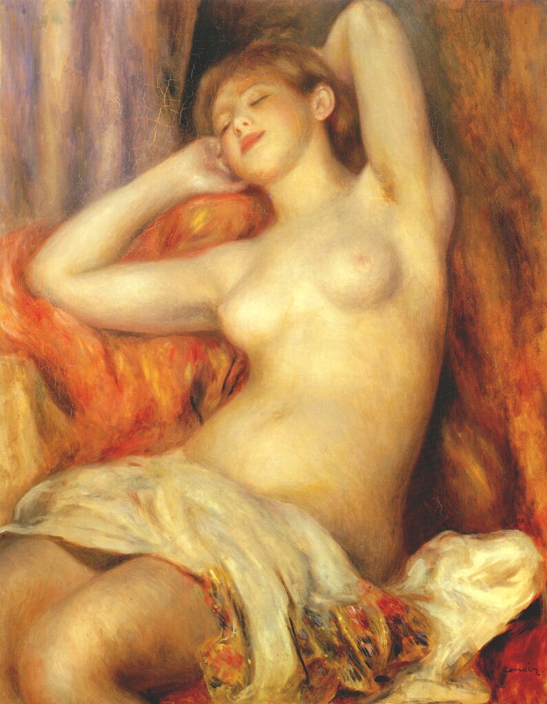 Sleeping woman (1897) - Pierre-Auguste Renoir Tablo