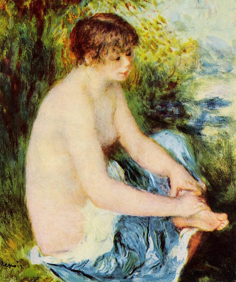 Small Nude in Blue (1879) - Pierre-Auguste Renoir Tablo