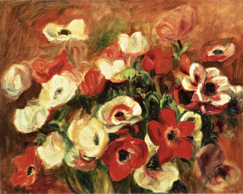 Spray of Anemones - Pierre-Auguste Renoir Tablo