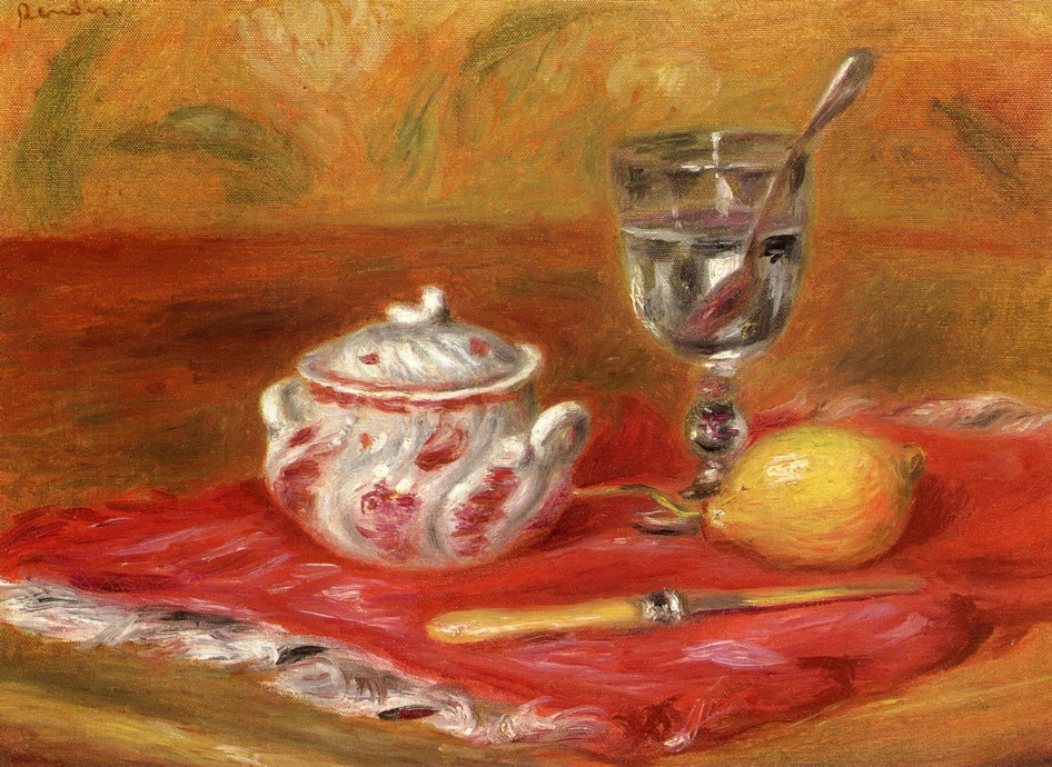 Still LIfe with Glass and Lemon - Pierre-Auguste Renoir Tablo