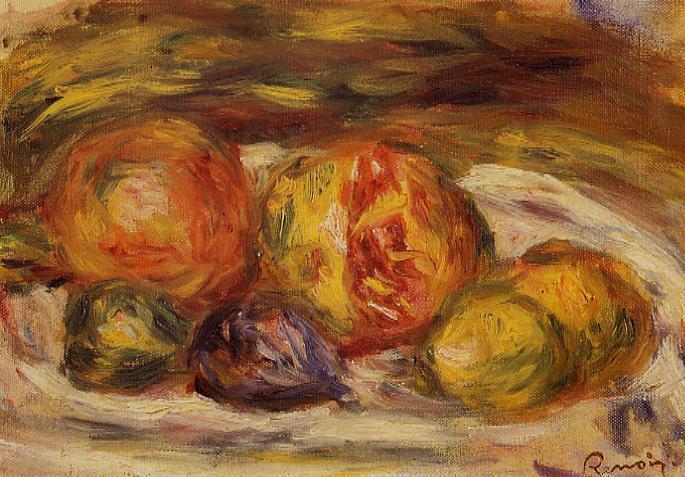 Still Life Pomegranate, Figs and Apples (1914) - Pierre-Auguste Renoir Tablo