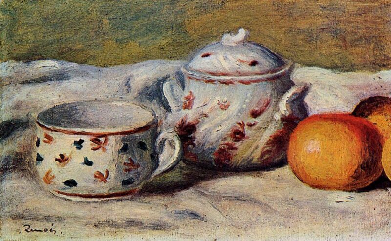 Still Life with Cup and Sugar Bowl (1904) - Pierre-Auguste Renoir Tablo