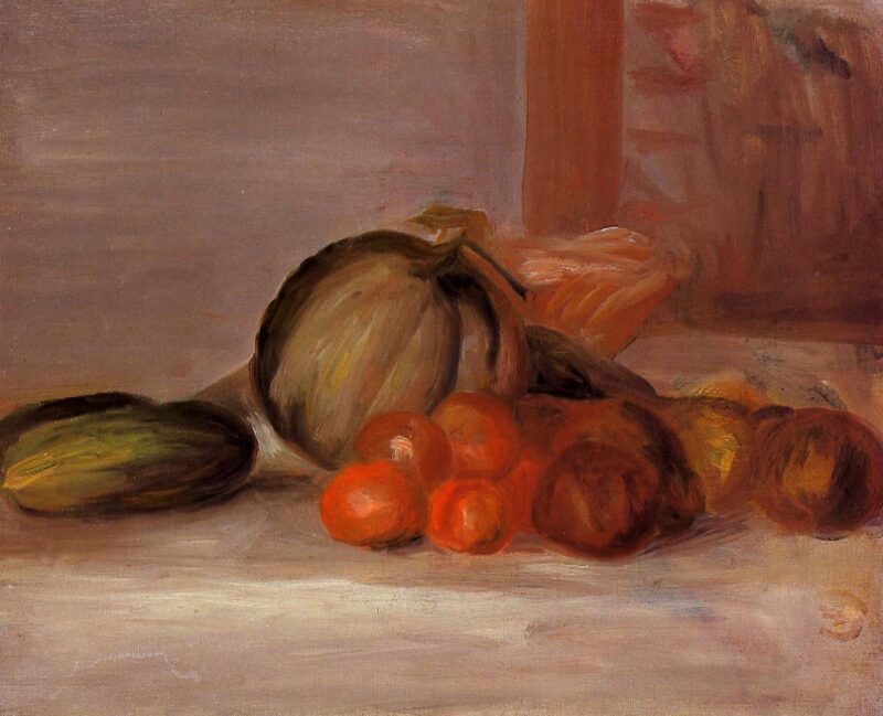 Still Life with Melon - Pierre-Auguste Renoir Tablo