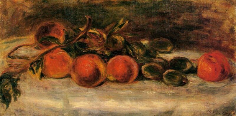 Still Life with Peaches and Chestnuts - Pierre-Auguste Renoir Tablo