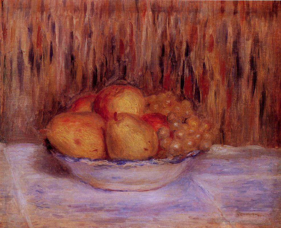 Still Life with Pears and Grapes - Pierre-Auguste Renoir Tablo