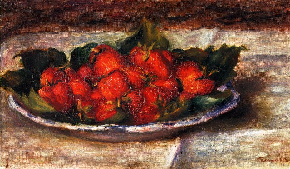 Still Life with Strawberries (1880) - Pierre-Auguste Renoir Tablo