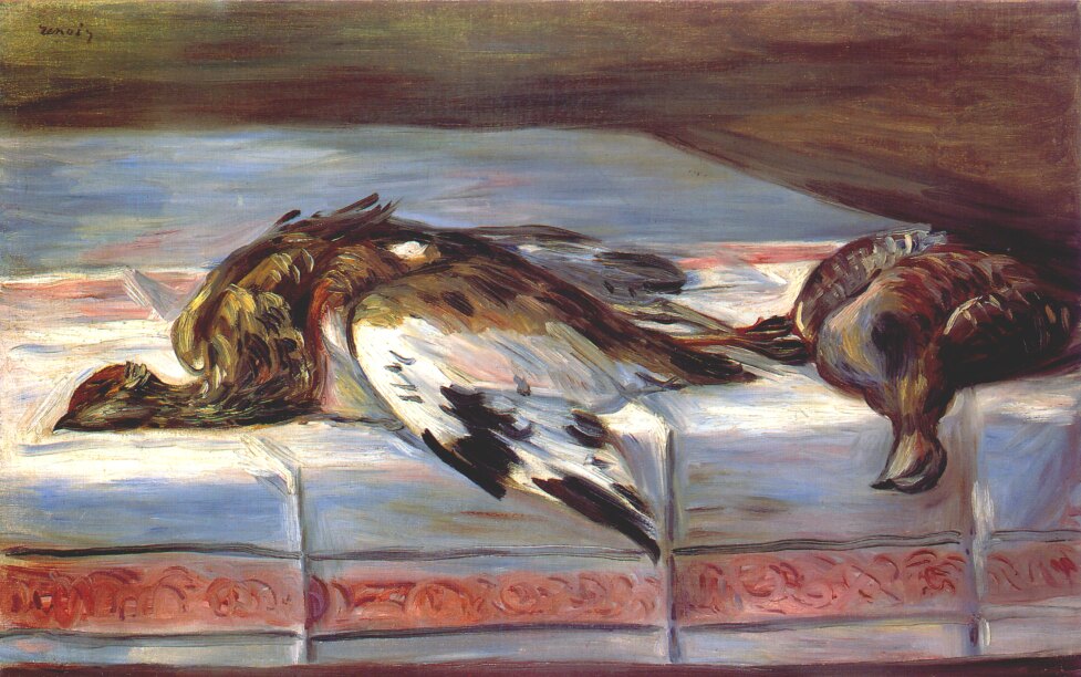 Still life with pheasant and partridge (1880) - Pierre-Auguste Renoir Tablo