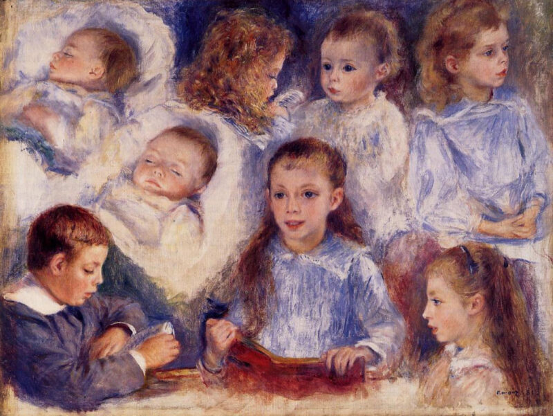 Studies of the Children of Paul Berard (1881) - Pierre-Auguste Renoir Tablo