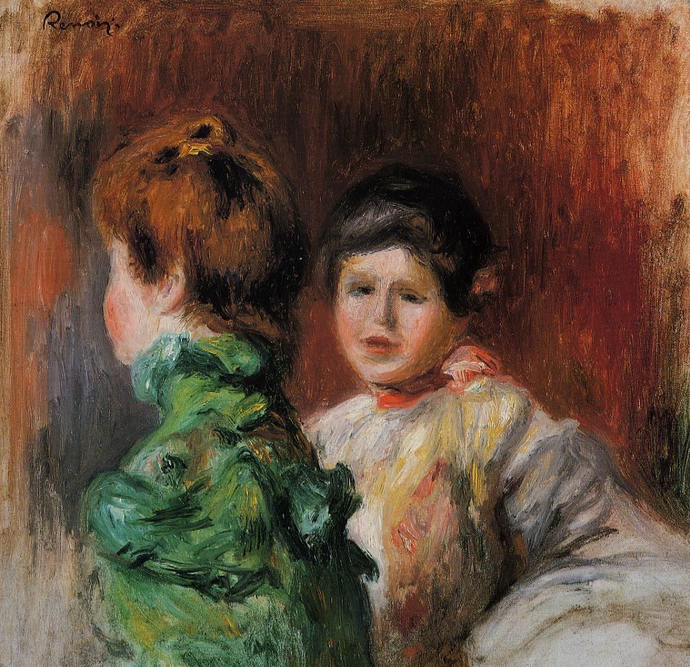 Study Two Women s Heads (1895) – Pierre-Auguste Renoir Tablo