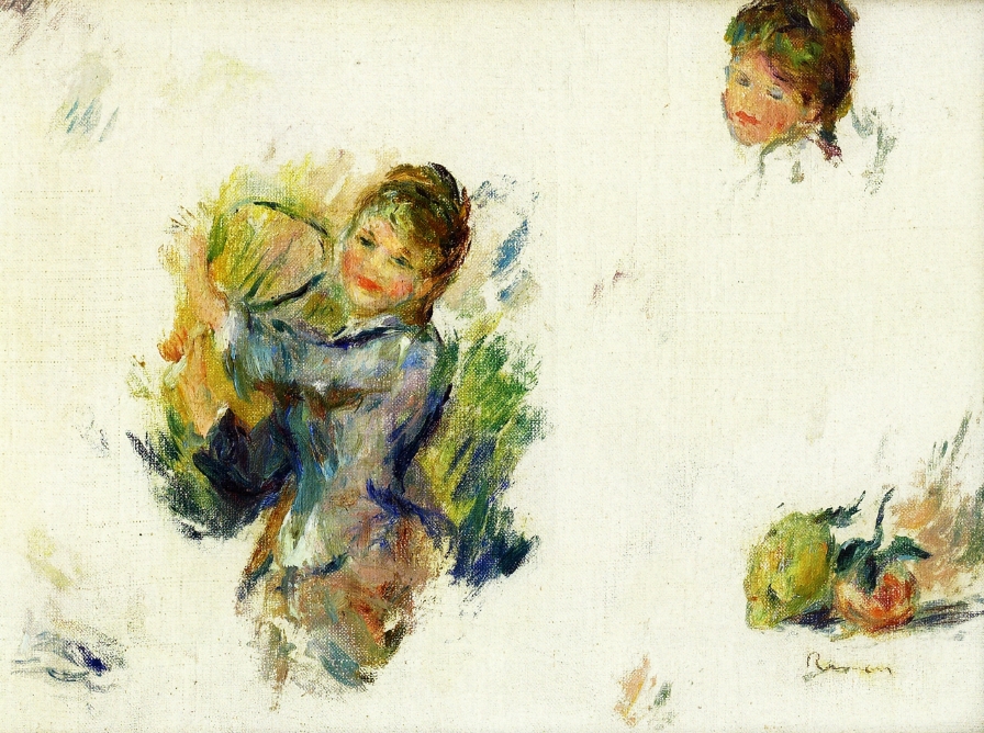 Study for Girls playing with a Shuttlecock (1887) - Pierre-Auguste Renoir Tablo