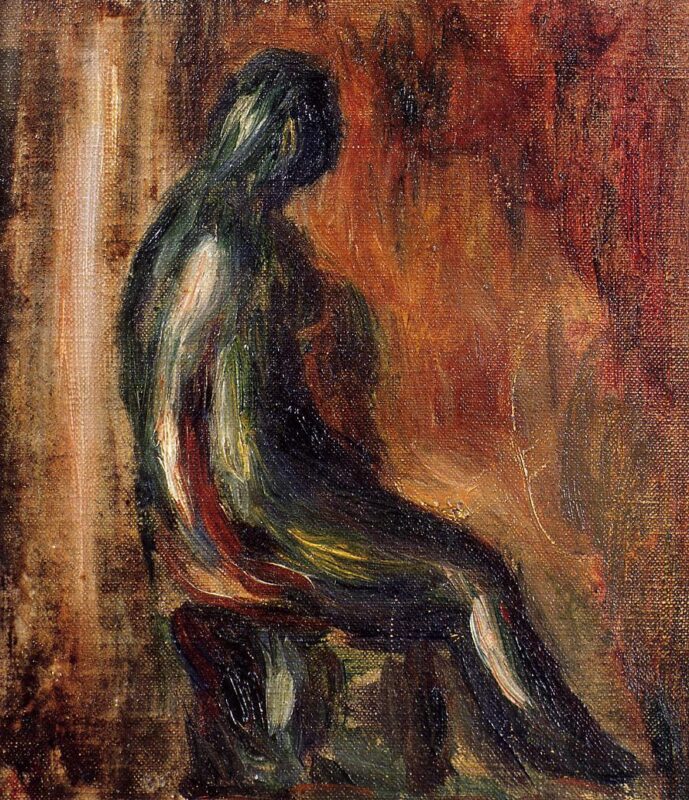 Study of a Statuette by Maillol (1907) - Pierre-Auguste Renoir Tablo