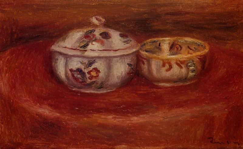 Sugar Bowl and Earthenware Bowl – Pierre-Auguste Renoir Tablo