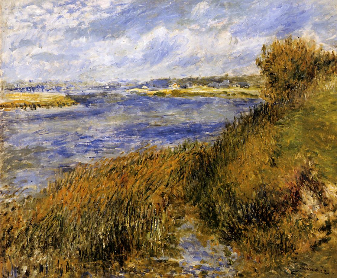 The Banks of the Seine at Champrosay (1876) - Pierre-Auguste Renoir Tablo