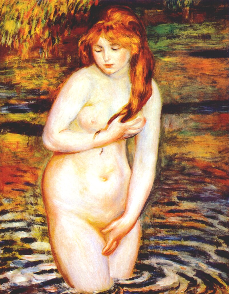 The Bather (After the Bath) (1888) - Pierre-Auguste Renoir Tablo