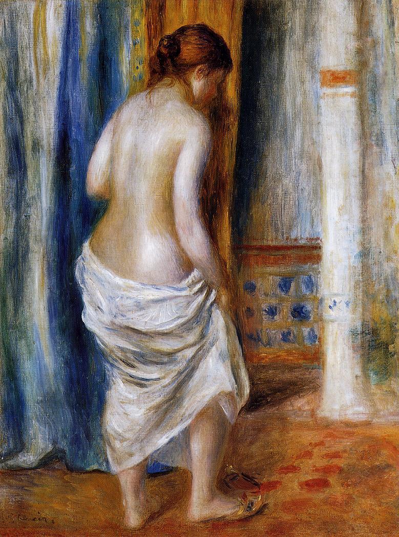 The Bathrobe (1889) - Pierre-Auguste Renoir Tablo
